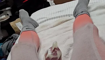 Edging in Condom and Finally Relese a Massive Load Inside!