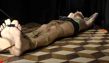 Nicky Tied in a Floor and Very Hot Tickle, Feet Tickling