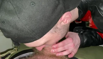 Chav Scally Kinkysirius Sucks by Leather Bear in the Public Restroom at the Railway Station