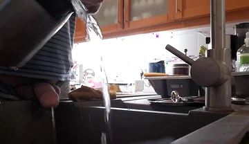 Morning Piss Into the Kitchen Sink