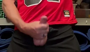Jockdad87 Shoots a Load of Cum in His #87 Jersey