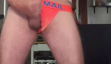 Jockdad87 Shoots a Load in a 69 Shirt and Orange Jockstrap