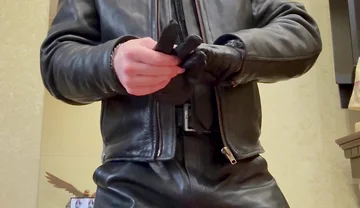 Leather Cop Kinkysirius in Full Leather Staged a Leather Striptease
