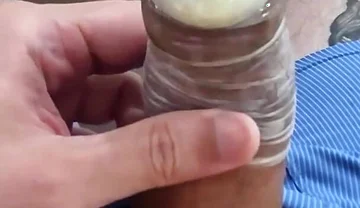 Giant and Thick Penis Releases Milk in the Condom