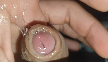 Creamy Pre-cum Slowly Sliding Down the Hole.