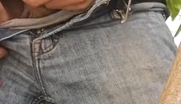 Hiding Outside Behind a Tree to Jerkoff with Huge Cumshot