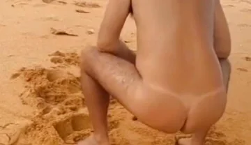 Ladysilva Naked on the Beach Showing off Her Sexy Tan Butt with a Sexy Tan Line