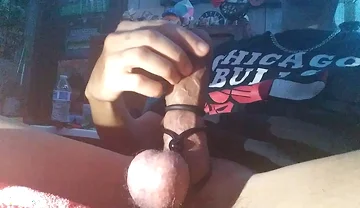 Squeezing My Balls While I Stroke My Lasso'd Cock Until Waterfall of Cum