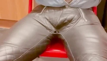 Leather Jeans Wank and Open Shirt Gay Porn Edging Session