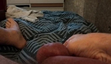 My Friend Lies on the Bed and Plays with His Big Cock