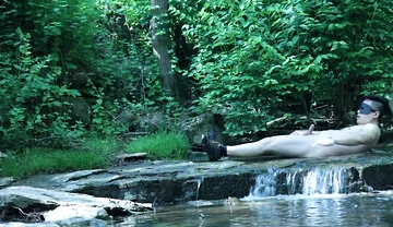 Flexing by the Waterfall, Trying to Sneak a Little Private Moment…