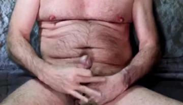 Hairy Daddy Ties His Cock and Balls and Jerks off