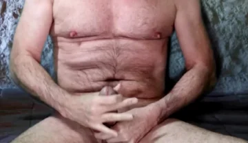 Hairy Man Ties His Cock and Balls and Jerks off