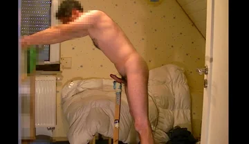 Homemade Stand Fleshlight Vibrator Masturbation