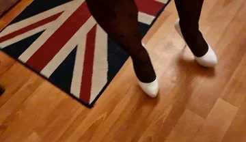Sexy Trio of High Heels, I Secretly Walk in Their Pantyhose and Play with the Heels