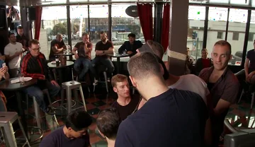 Muscle stud uses and fucks his boy in front of a horny lunch crowd.