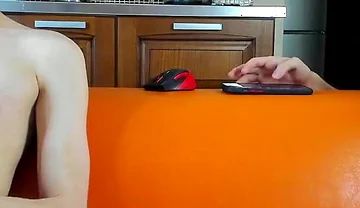 Sitting Naked with Sergey on the Orange Sofa