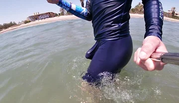 Surfer Gets Erect in His Lycra for the Pleasure of the People