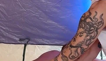 Forest Tent: Quietly Sucked a Friend's Cock - Woke up and Fucked Hard in Return