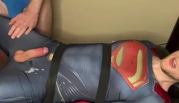 Tied Superman Cumshot Twink