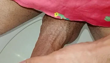 Hot and Wet, Desperate Trans girl Masturbates Intensely in the Bathroom, I'm Almost Discovered