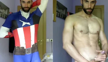 Captain America Jerking off and Cumming