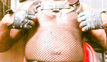 Fishnet Bodysuit & Leather Harness Titplay BBC Verbal Heavy Cum Scenes