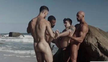Watch A Group Of Handsome Muscular Studs Have An Outdoor Wild Orgy By The Beach - Andy Rodrigues And Markin Wolf