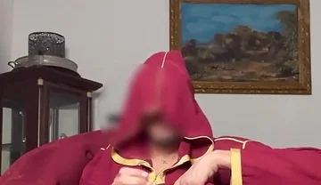 Arab Guy Wearing Jellaba Showing off and Edging His Fat Muslim Dick Before Cumming