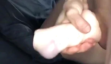 Jerking off with a Flashlight and Big Cumshot