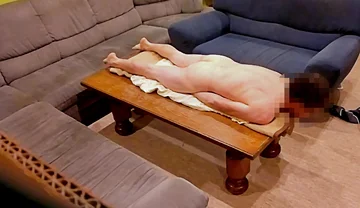 Hump Masturbation with Undressing on a Show Stage