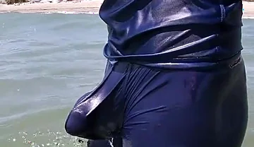 Surfer Gets Erect in His Lycra for the Pleasure of the People