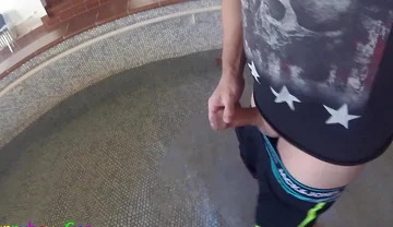 Masturbate with a Thick Foreskin Penis, Tread Water and Squirt Hot Sperm Onto a Towel