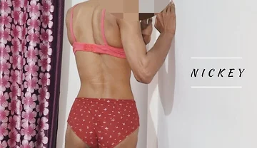 Skinny Sissy Enjoying in Bra and Pantie