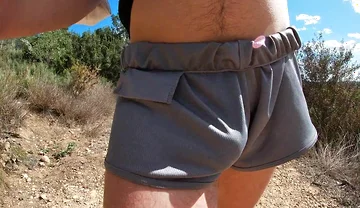 Fit Guy Walks in Short Shorts Without Underwear