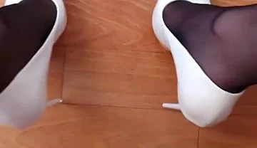 First Cumshots on New White Heels