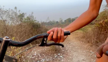 Nude Desi Boy Riding a Bicycle in the Open Outdoors.