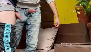 2 Boys Try to Piss in a Glass (one of Them Starts to Get Hard)