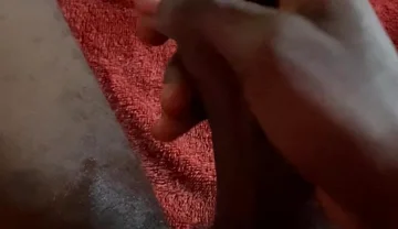 Jerking off Big Black Cock in Bedroom