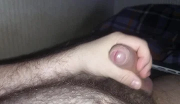 Masturbating on Bed and Huge Cumshot to My Hairy Belly