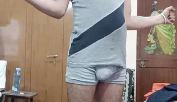 Indian Man Show Excercise in Underwear