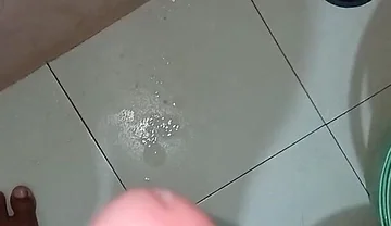 Solo Cock Cummshot Mastrubation in Bathroom
