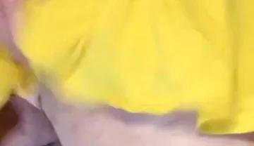 Tiny Yellow Plaid Thong Under Yellow Skirt