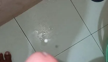 Solo Cock Cummshot Mastrubation in Bathroom