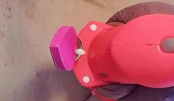 Anal Dildo Fucking and Squirting While Locked in Chastity