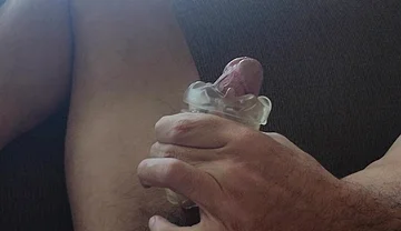 Vibrator in Ass While Jacking off with Dick Toy