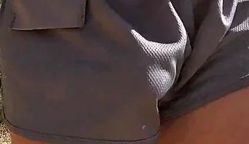 Fit Guy Walks in Short Shorts Without Underwear