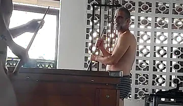 Camera Films Straight Players Playing Pool and Naked