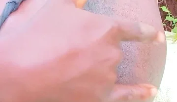 Horny African Bottom Asshole Fingering Outdoors