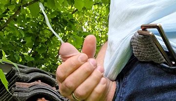 My Big Fat Cock! Playing and Cumming Outside